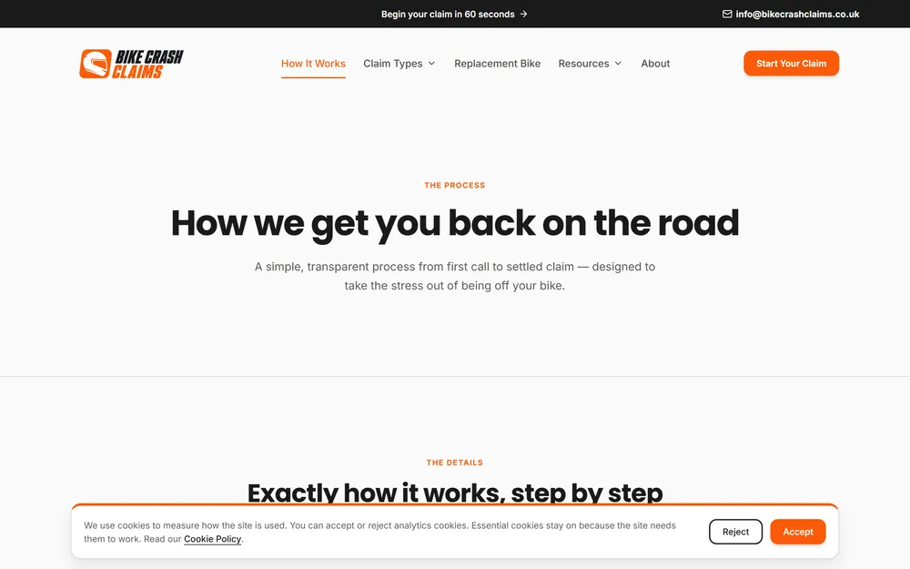 Bike Crash Claims how it works page