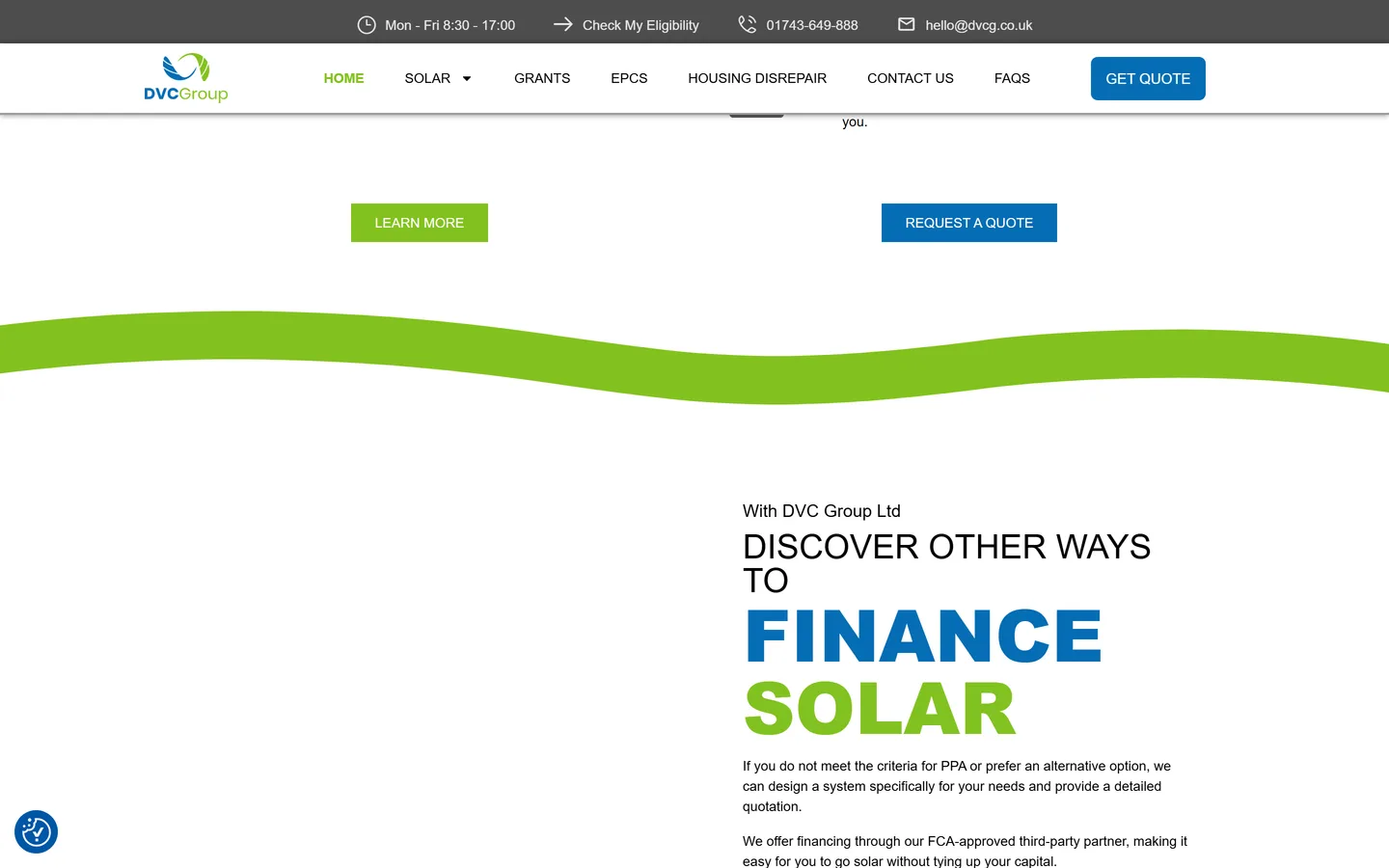 Proof and credibility content further down the DVC Group site