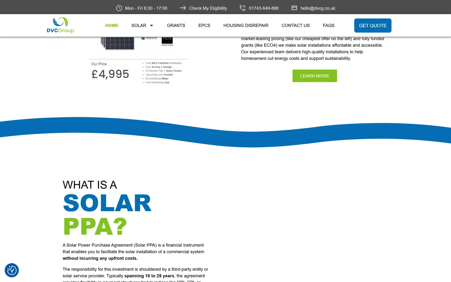 Services and commercial offer explained on the DVC Group site