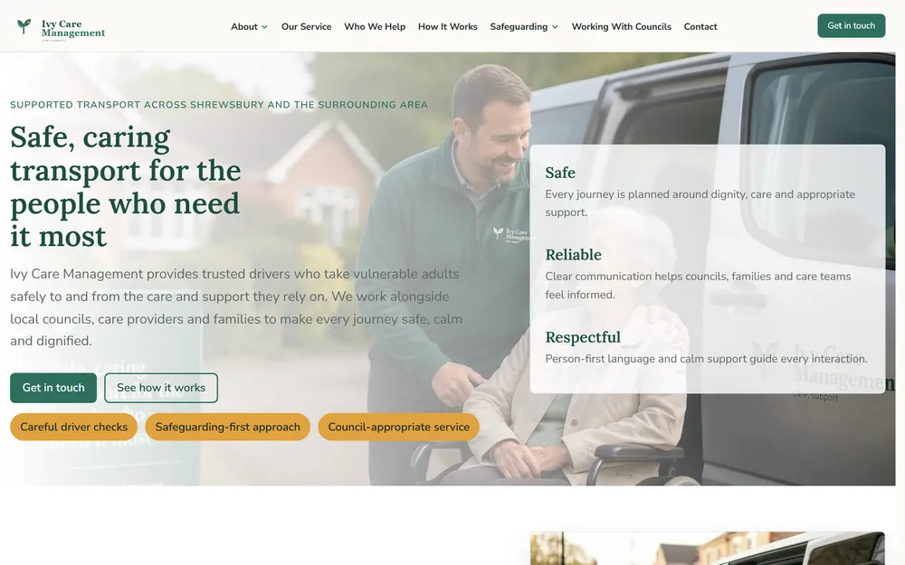 Ivy Care Management website homepage