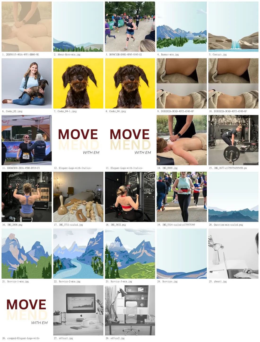 The old WordPress media library, showing template stock art and pet photos