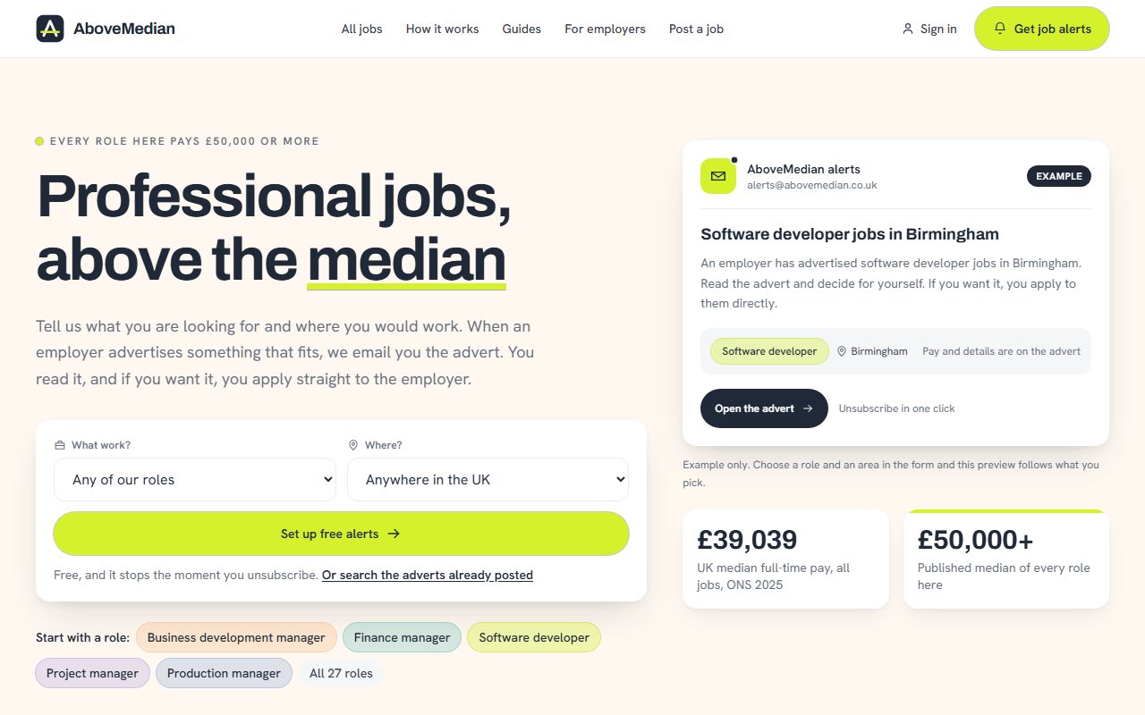 AboveMedian website, designed and built by HDC Consultancy