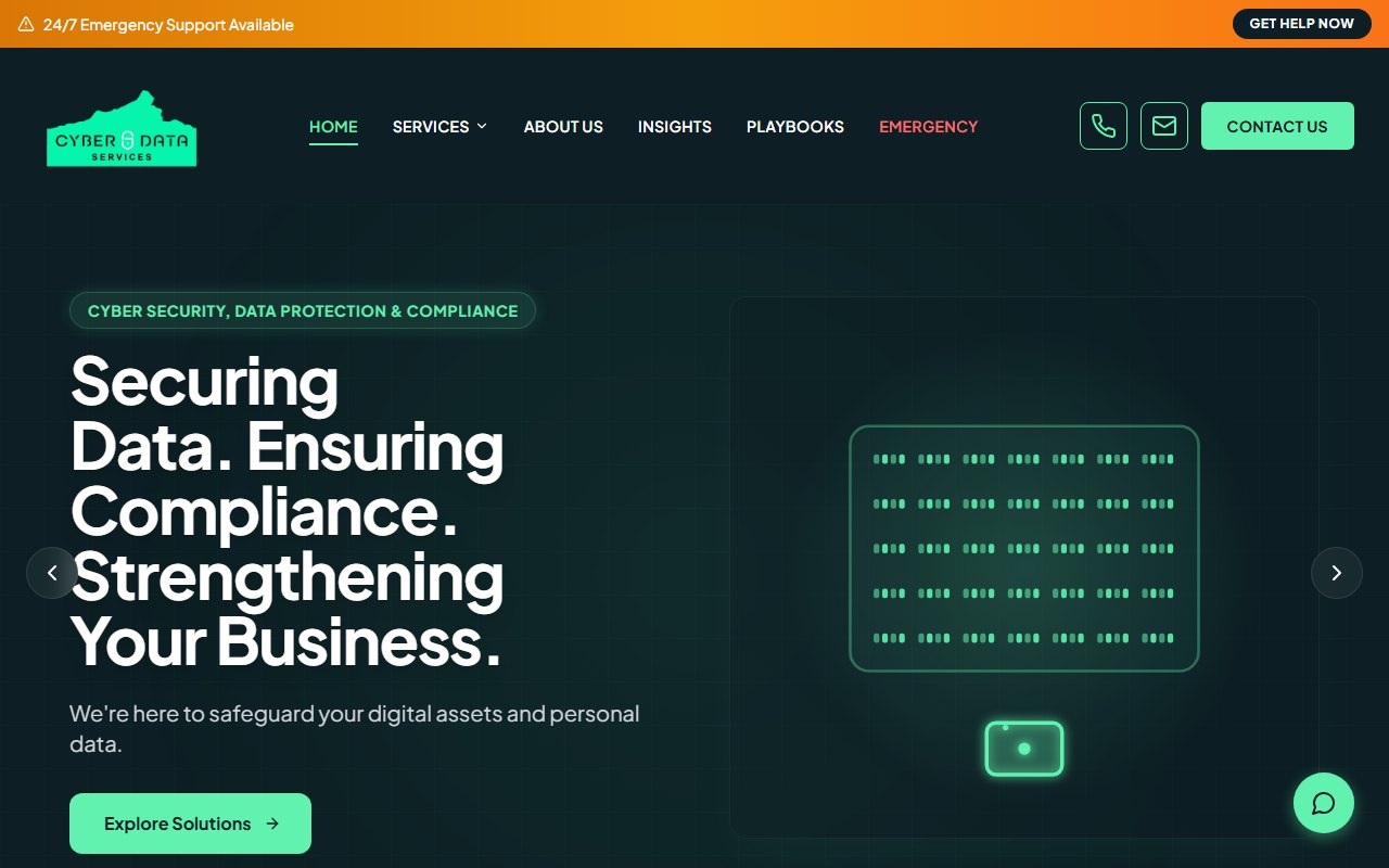 Cyber Data Services website, designed and built by HDC Consultancy