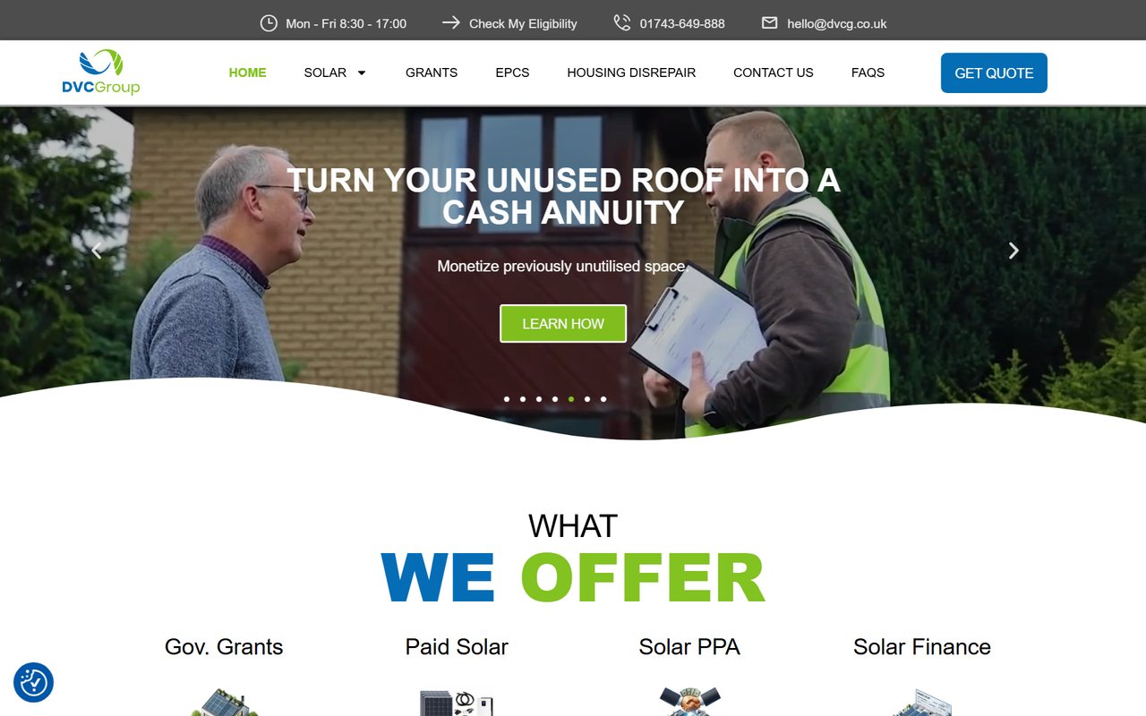 DVC Group website, designed and built by HDC Consultancy