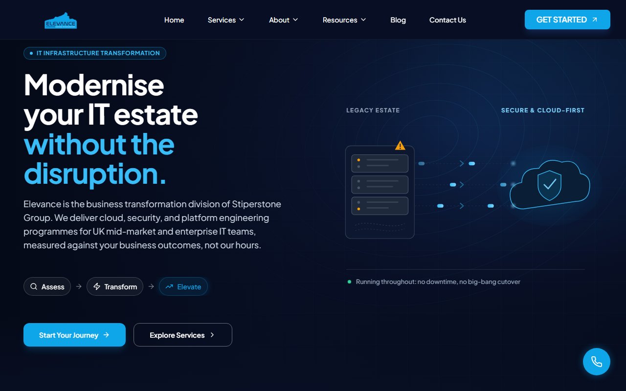 Elevance website, designed and built by HDC Consultancy