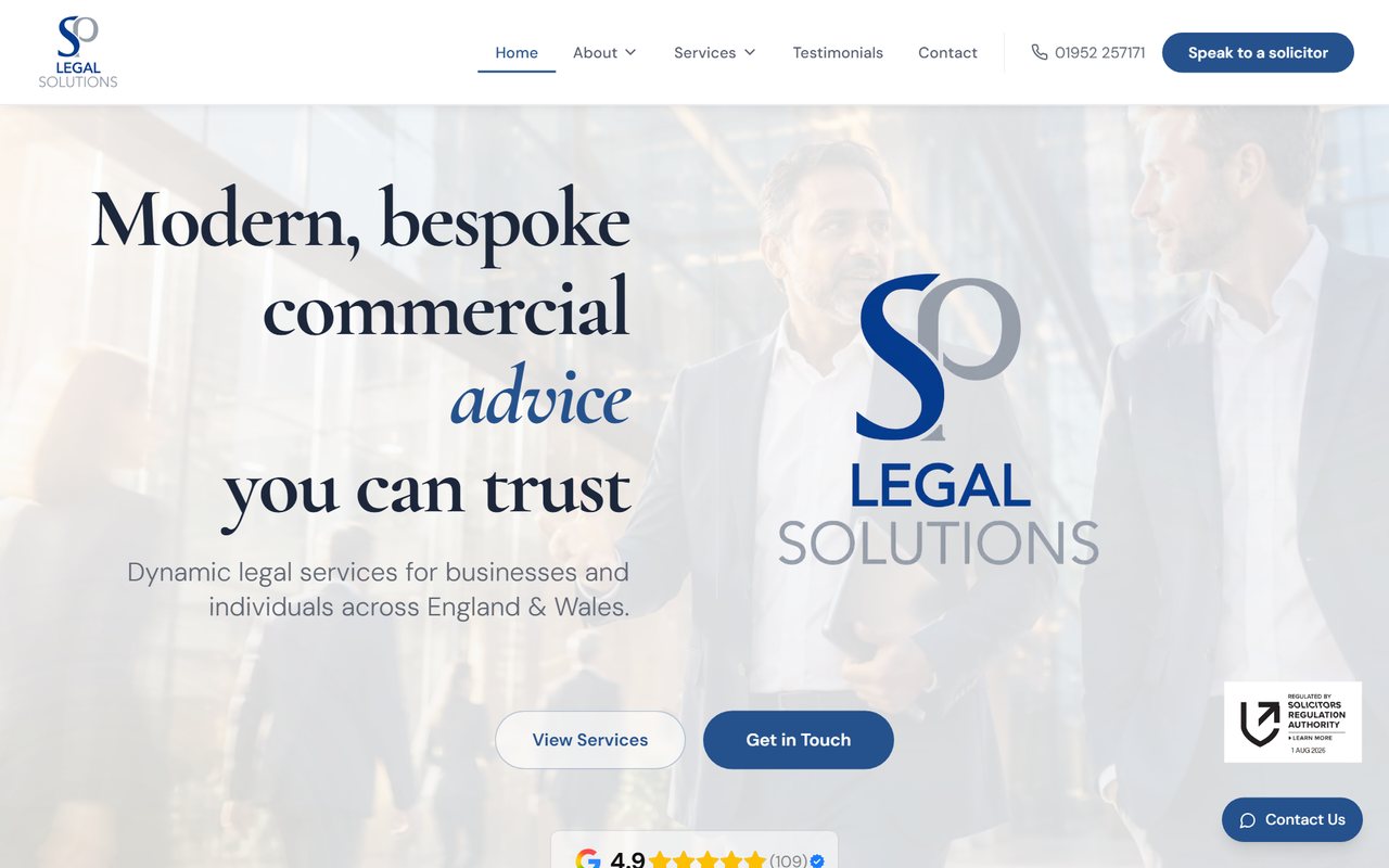 SP Legal Solutions website, designed and built by HDC Consultancy